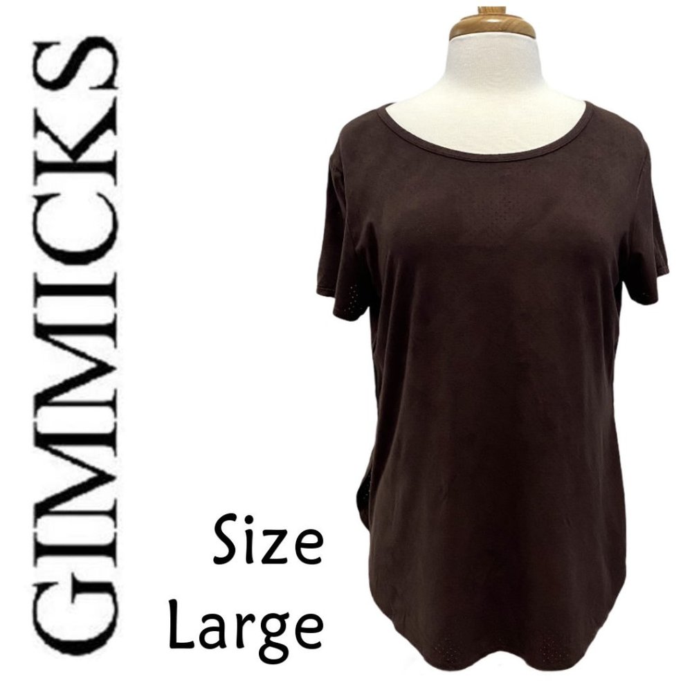 Gimmicks by Buckle Brown Faux Suede Top Size Large